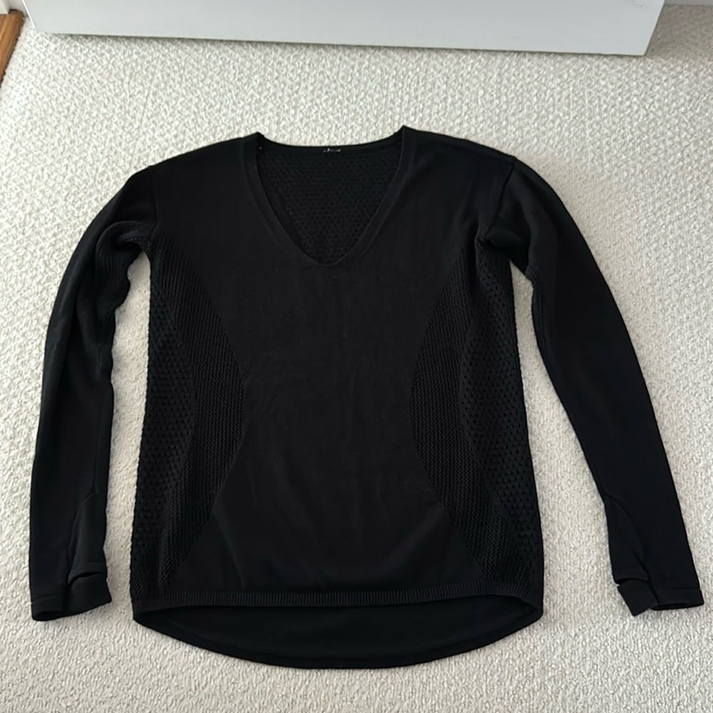 Lululemon Still Movement Mesh Sweater, Size 2, Black